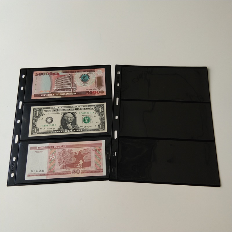 3 Σελίδες χαρτοφυλακίου χαρτοφυλακίου πολλών μαύρων χαρτοφυλακίων τσέπης για λογαριασμό νομίσματος
